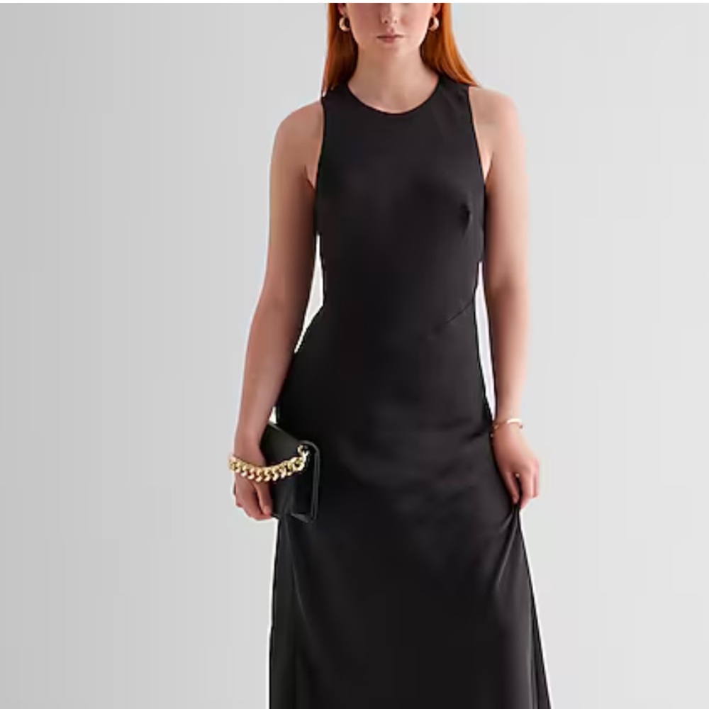 Express holiday Satin Crew Neck Midi Slip Dress Size XL